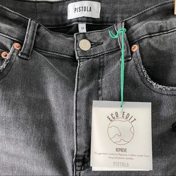 NWT Pistola Aline Highrise Skinny Distressed Jeans Nero 28 - Picture 6 of 14